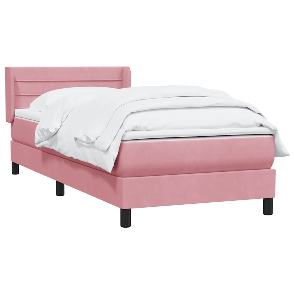 Boxspring met matras fluweel roze 90x220 cm is nu te koop bij PeponiXL, paradijselijk wonen!