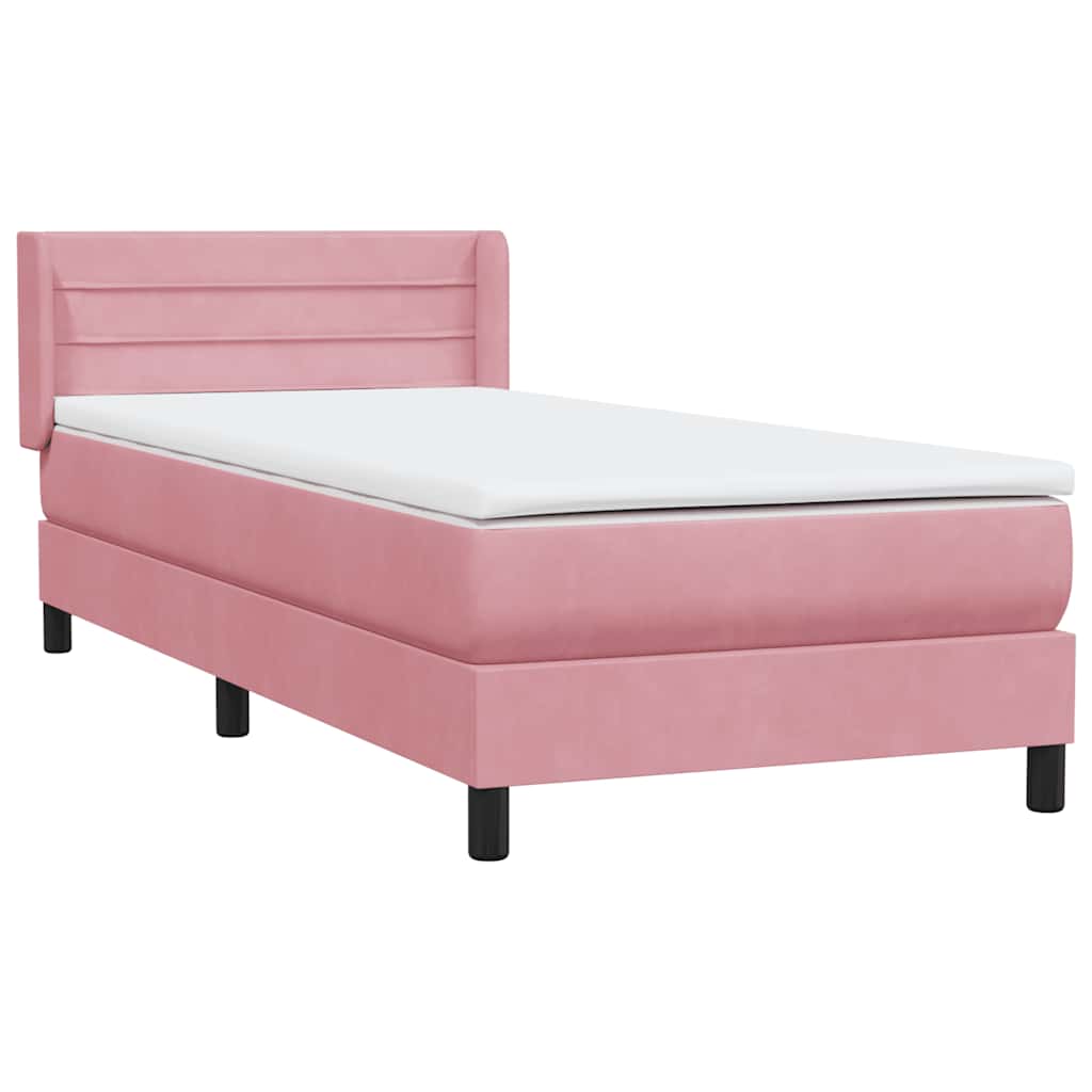 Boxspring met matras fluweel roze 90x220 cm is nu te koop bij PeponiXL, paradijselijk wonen!