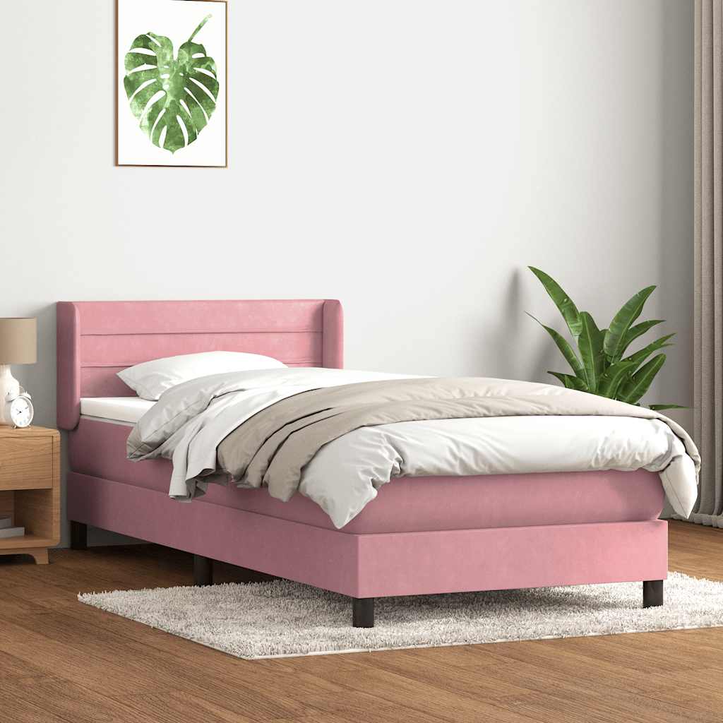 Boxspring met matras fluweel roze 90x220 cm is nu te koop bij PeponiXL, paradijselijk wonen!
