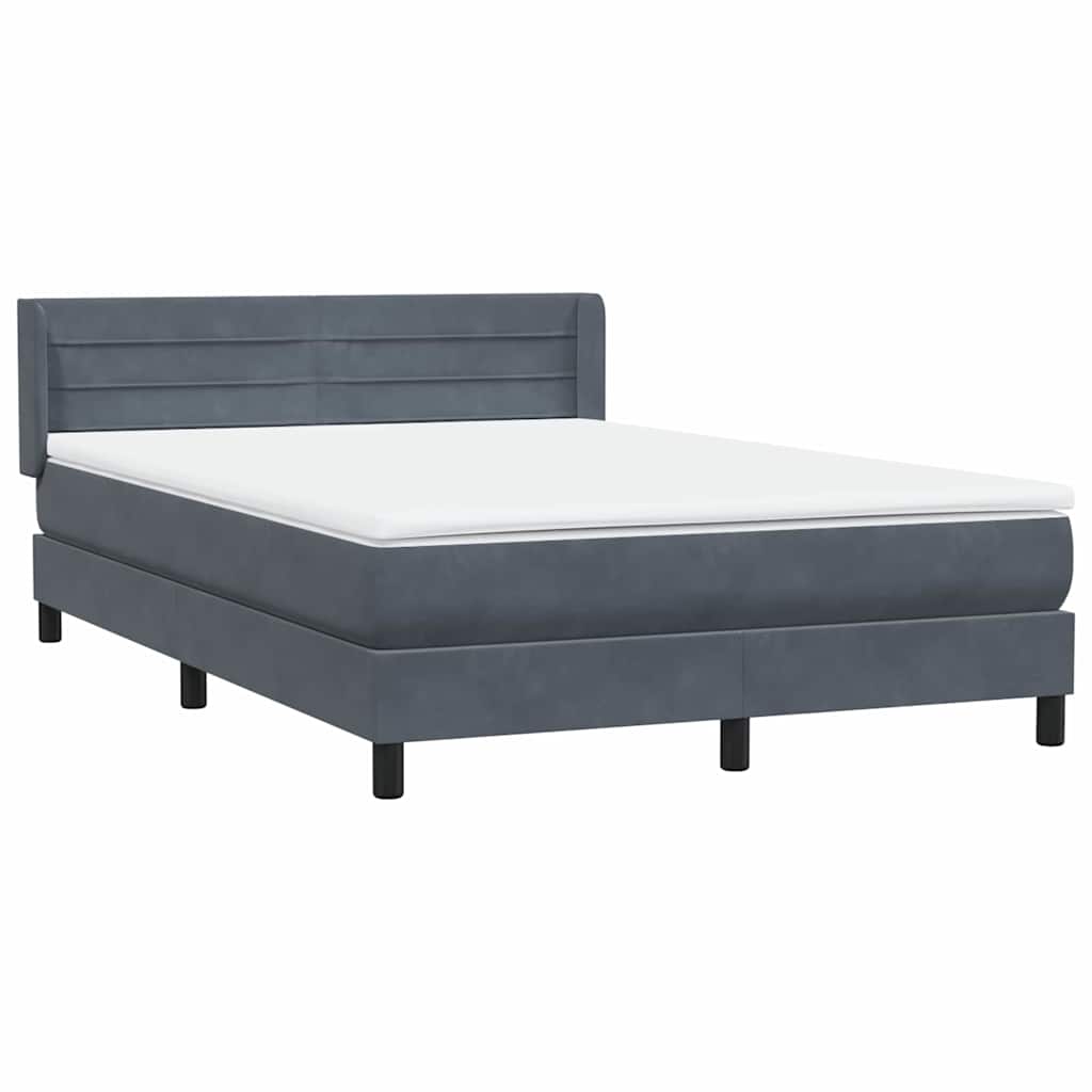 Boxspring met matras fluweel donkergrijs 160x220 cm