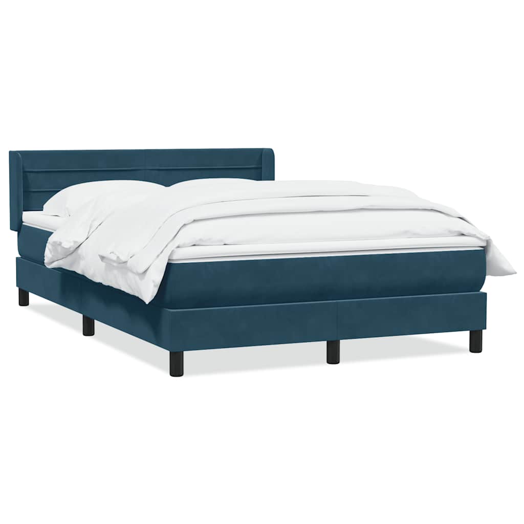 Boxspring met matras fluweel donkerblauw 160x220 cm