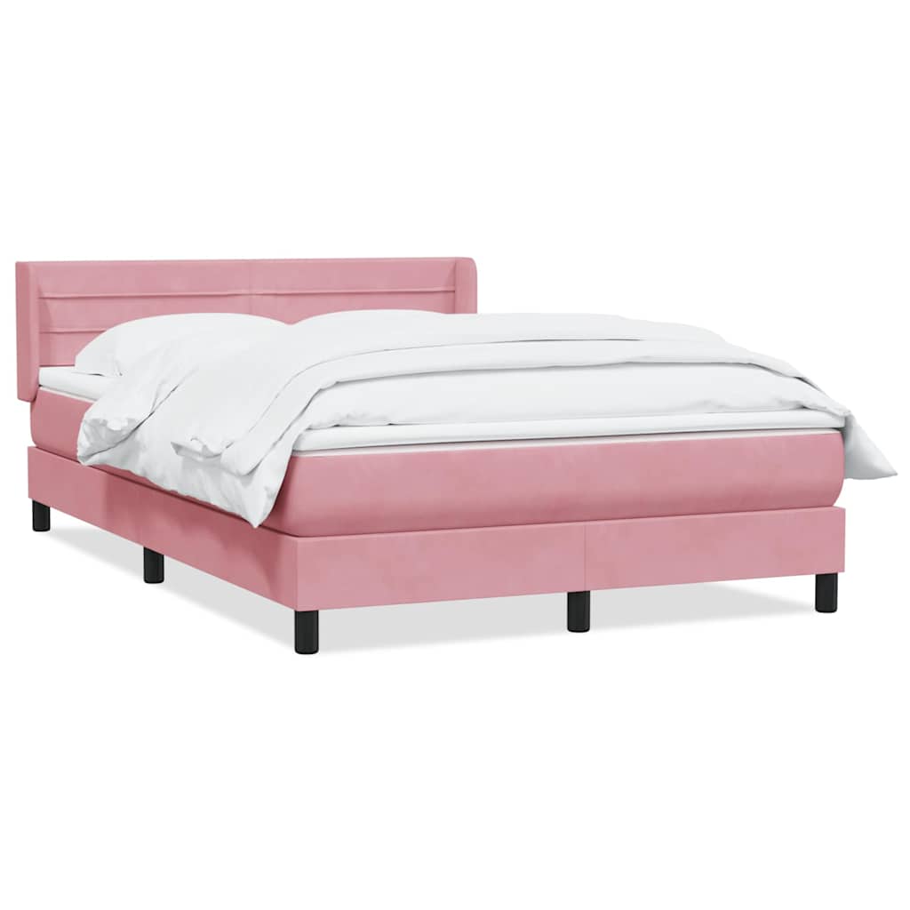 Boxspring met matras fluweel roze 160x220 cm