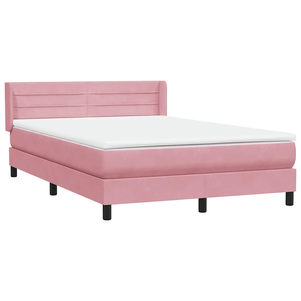 Boxspring met matras fluweel roze 160x220 cm