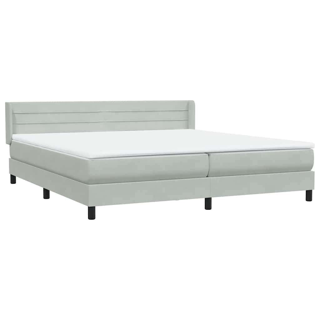 Boxspring met matras fluweel lichtgrijs 180x220 cm