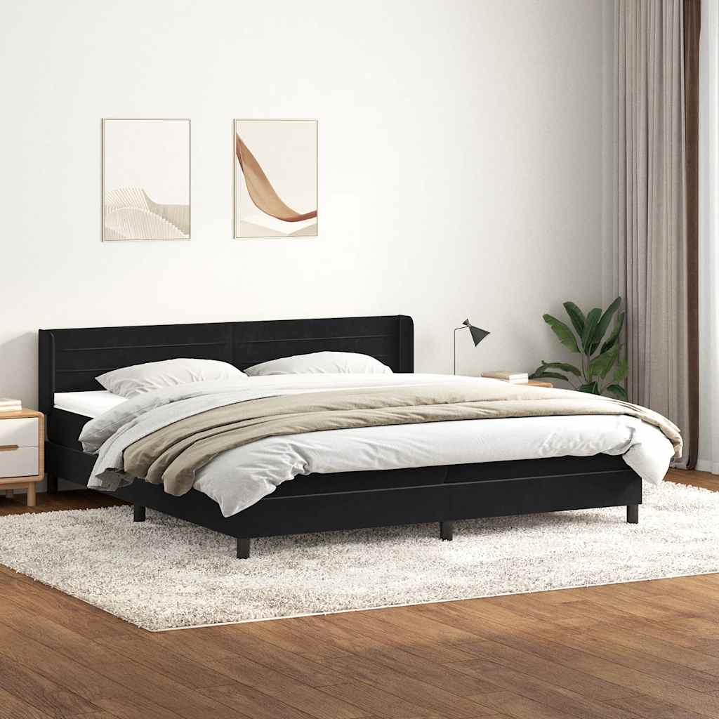 Boxspring met matras fluweel zwart 180x220 cm
