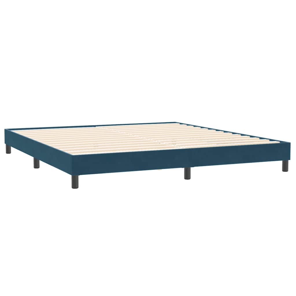 Boxspring met matras fluweel donkerblauw 180x220 cm