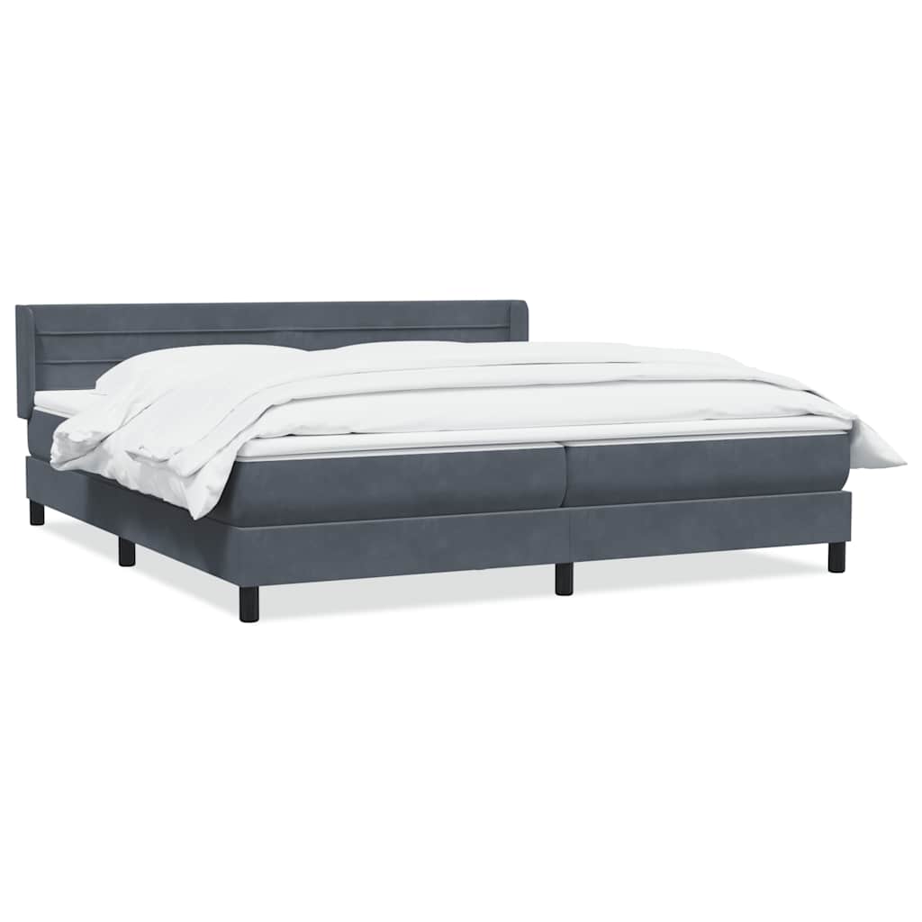Boxspring met matras fluweel donkergrijs 200x220 cm