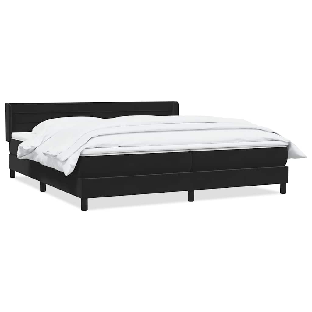 Boxspring met matras fluweel zwart 200x220 cm