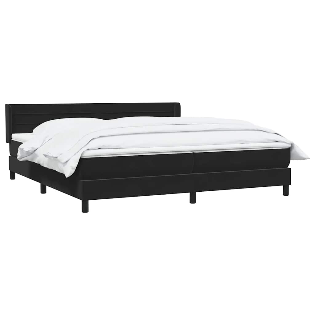 Boxspring met matras fluweel zwart 200x220 cm