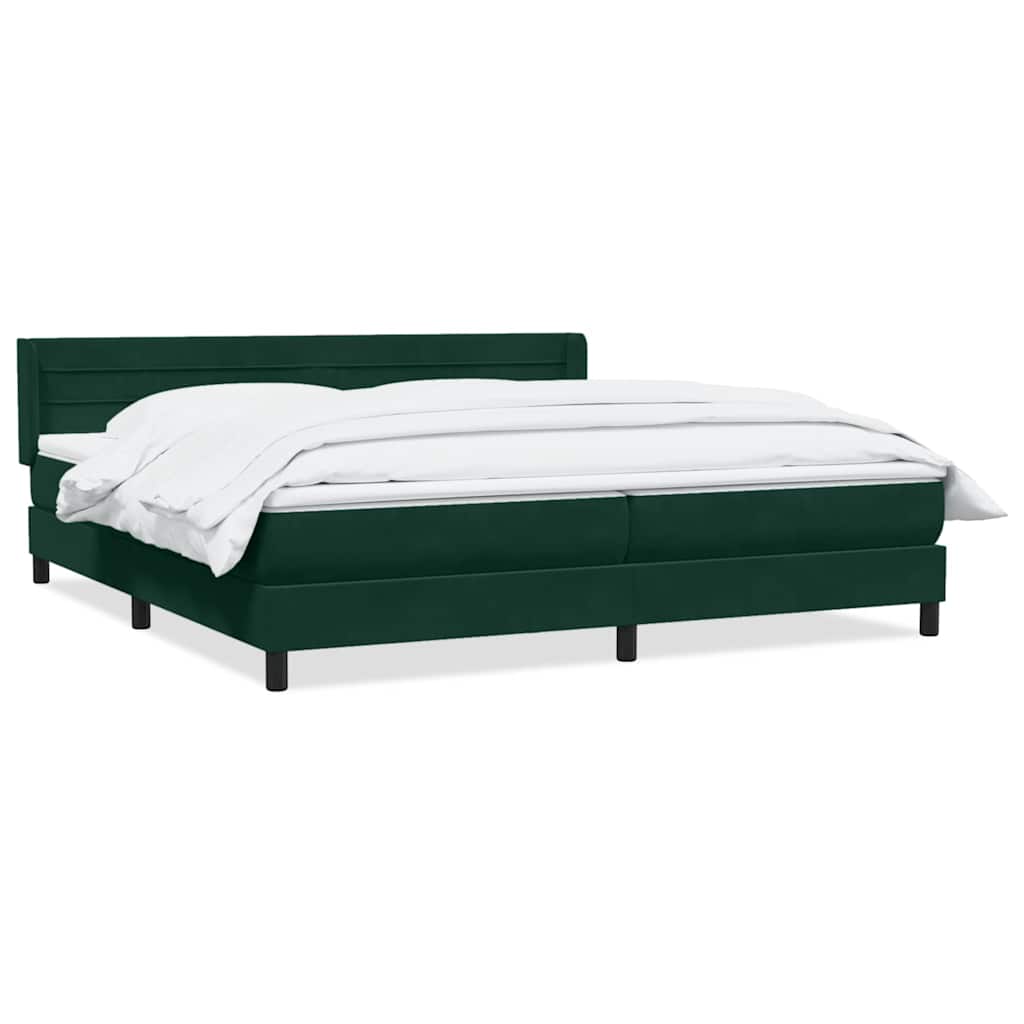 Boxspring met matras fluweel donkergroen 200x220 cm