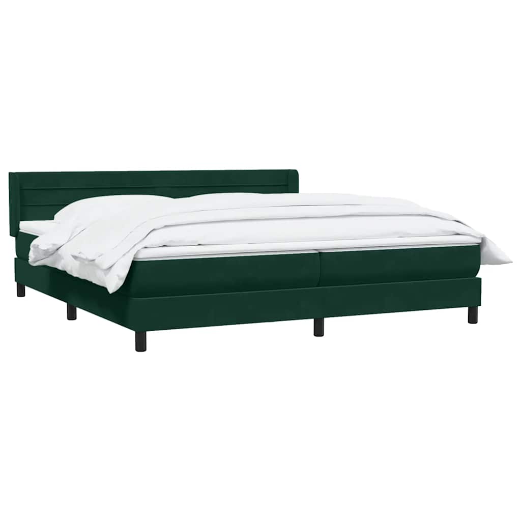 Boxspring met matras fluweel donkergroen 200x220 cm