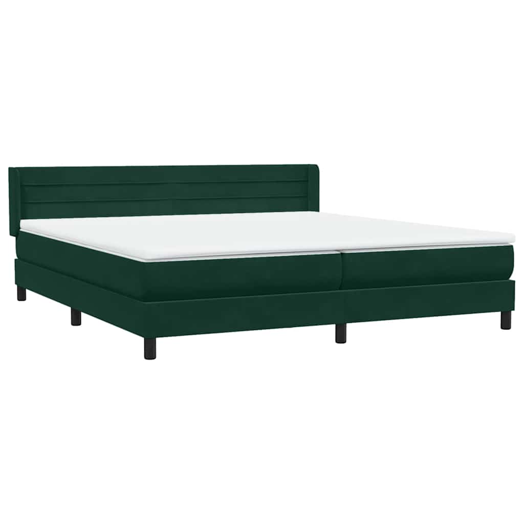 Boxspring met matras fluweel donkergroen 200x220 cm