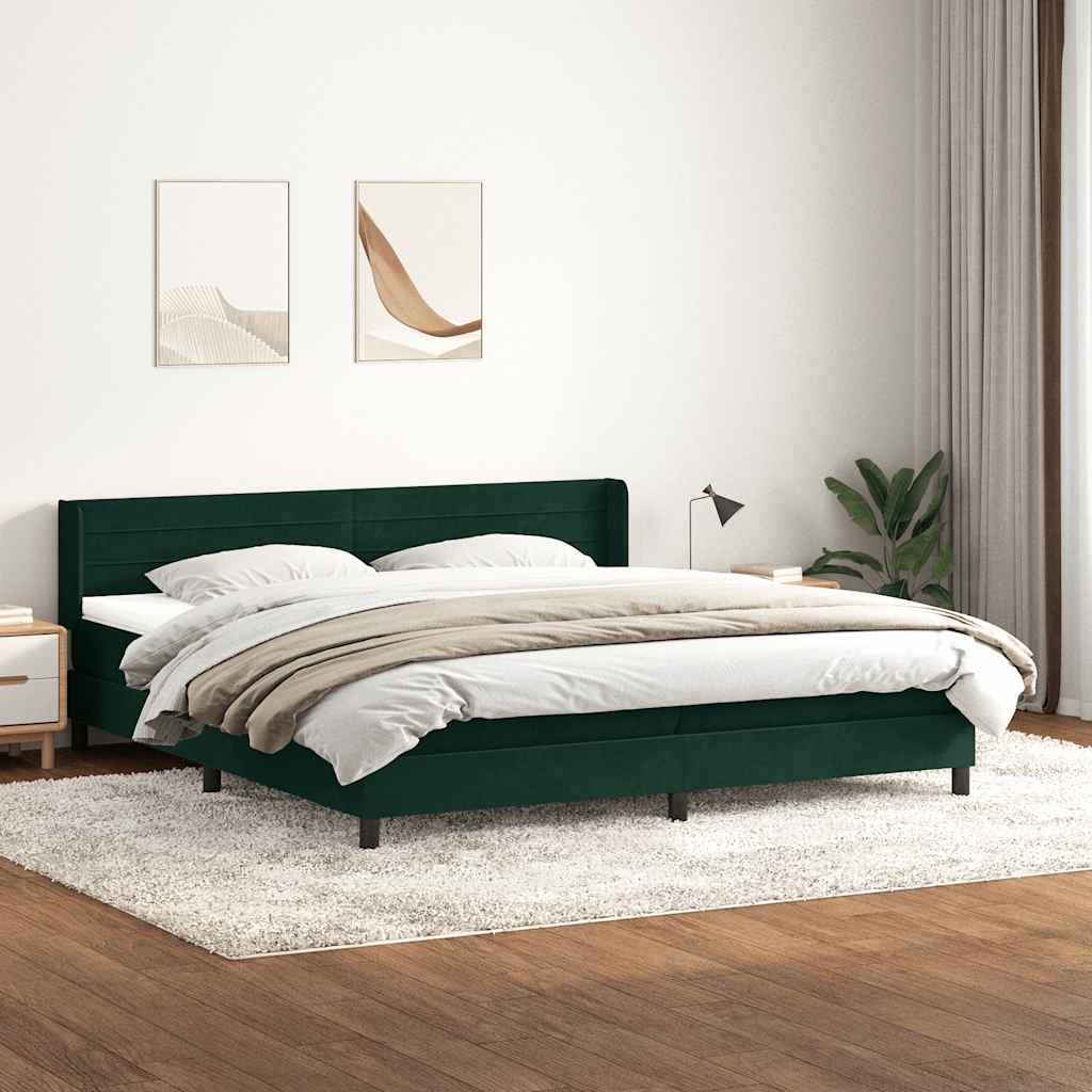 Boxspring met matras fluweel donkergroen 200x220 cm