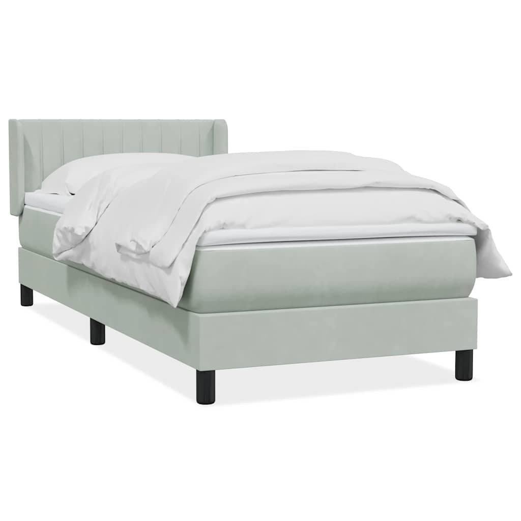Boxspring met matras fluweel lichtgrijs 80x210 cm is nu te koop bij PeponiXL, paradijselijk wonen!