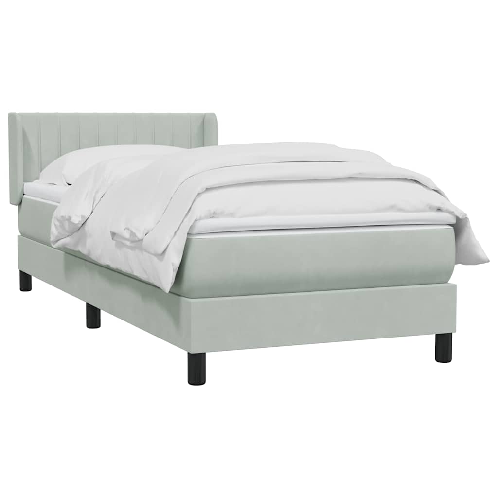 Boxspring met matras fluweel lichtgrijs 80x210 cm is nu te koop bij PeponiXL, paradijselijk wonen!