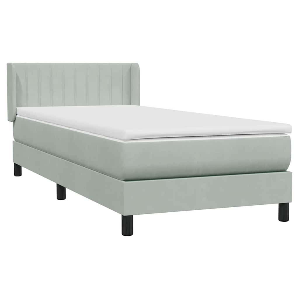Boxspring met matras fluweel lichtgrijs 80x210 cm is nu te koop bij PeponiXL, paradijselijk wonen!