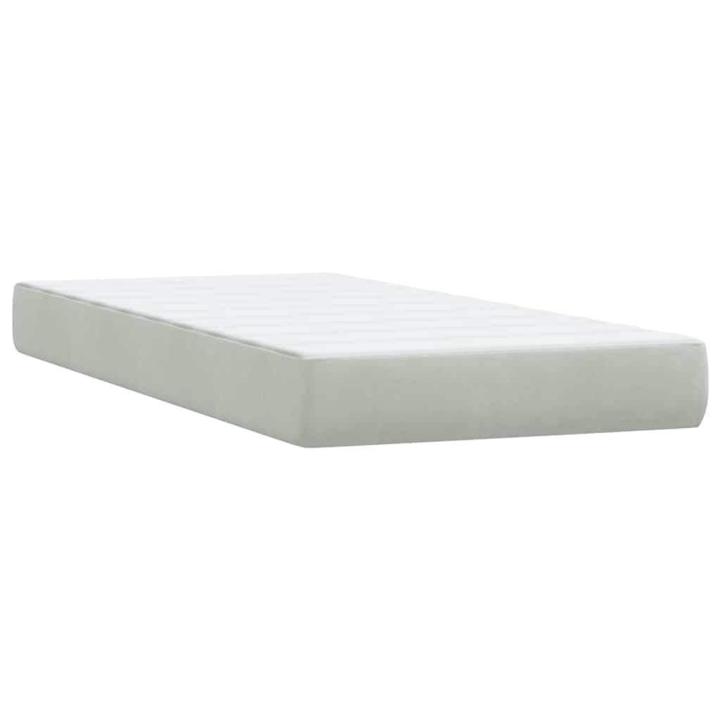 Boxspring met matras fluweel lichtgrijs 80x210 cm is nu te koop bij PeponiXL, paradijselijk wonen!