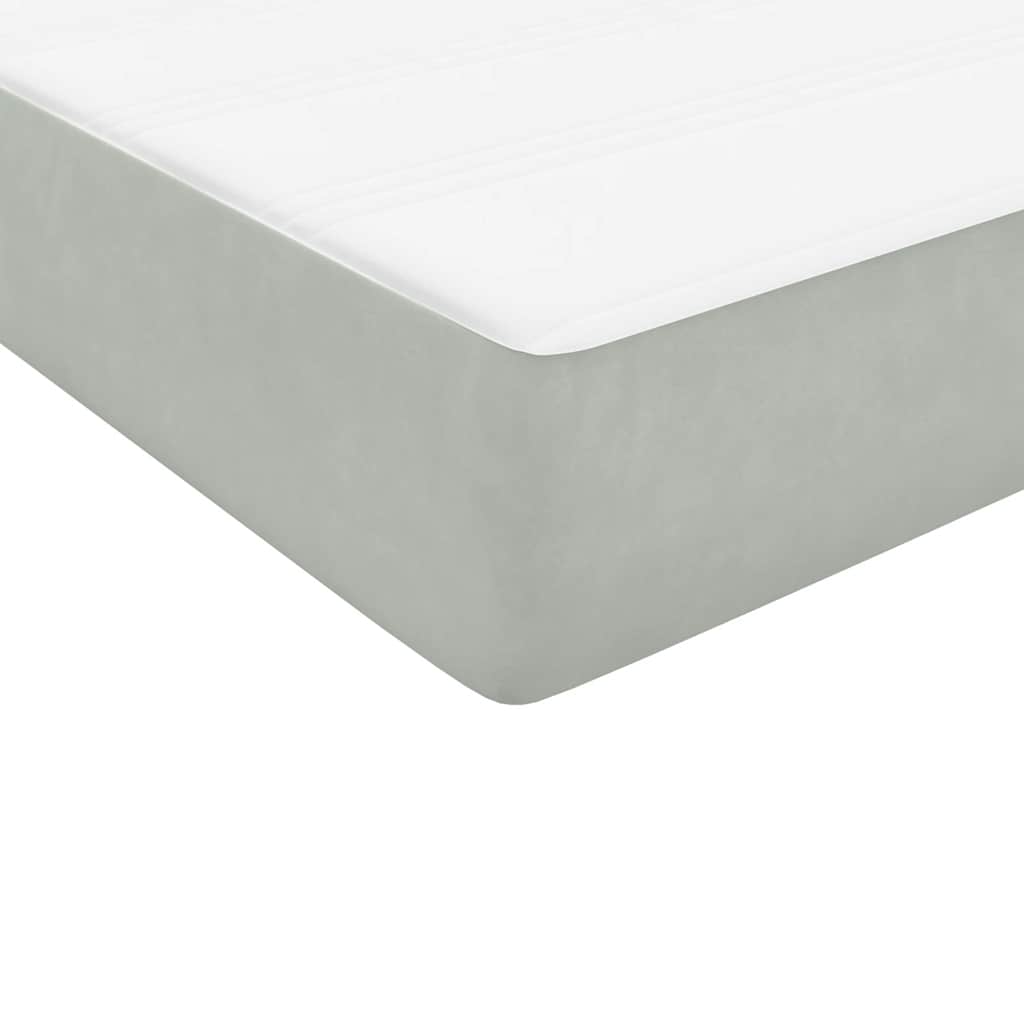 Boxspring met matras fluweel lichtgrijs 80x210 cm is nu te koop bij PeponiXL, paradijselijk wonen!