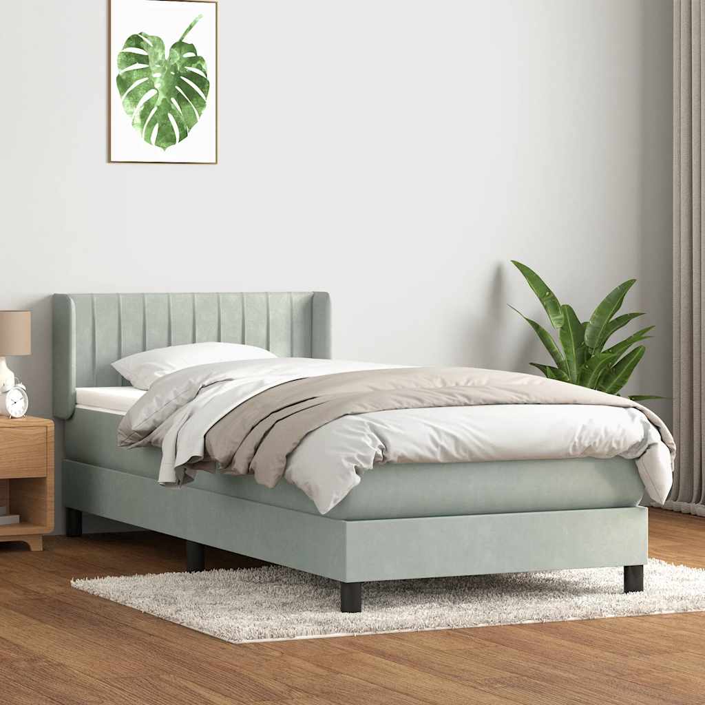Boxspring met matras fluweel lichtgrijs 80x210 cm is nu te koop bij PeponiXL, paradijselijk wonen!