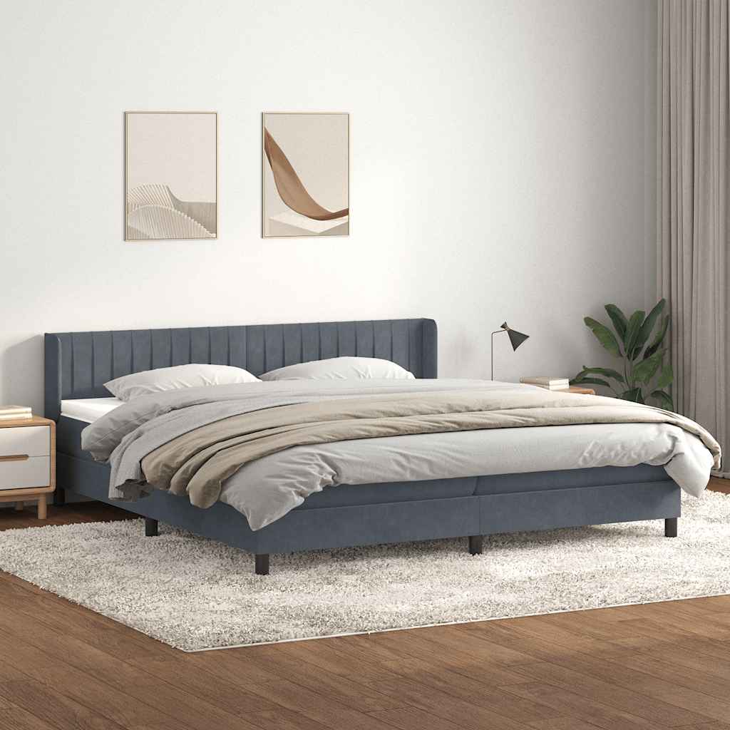 Boxspring met matras fluweel donkergrijs 180x210 cm is nu te koop bij PeponiXL, paradijselijk wonen!