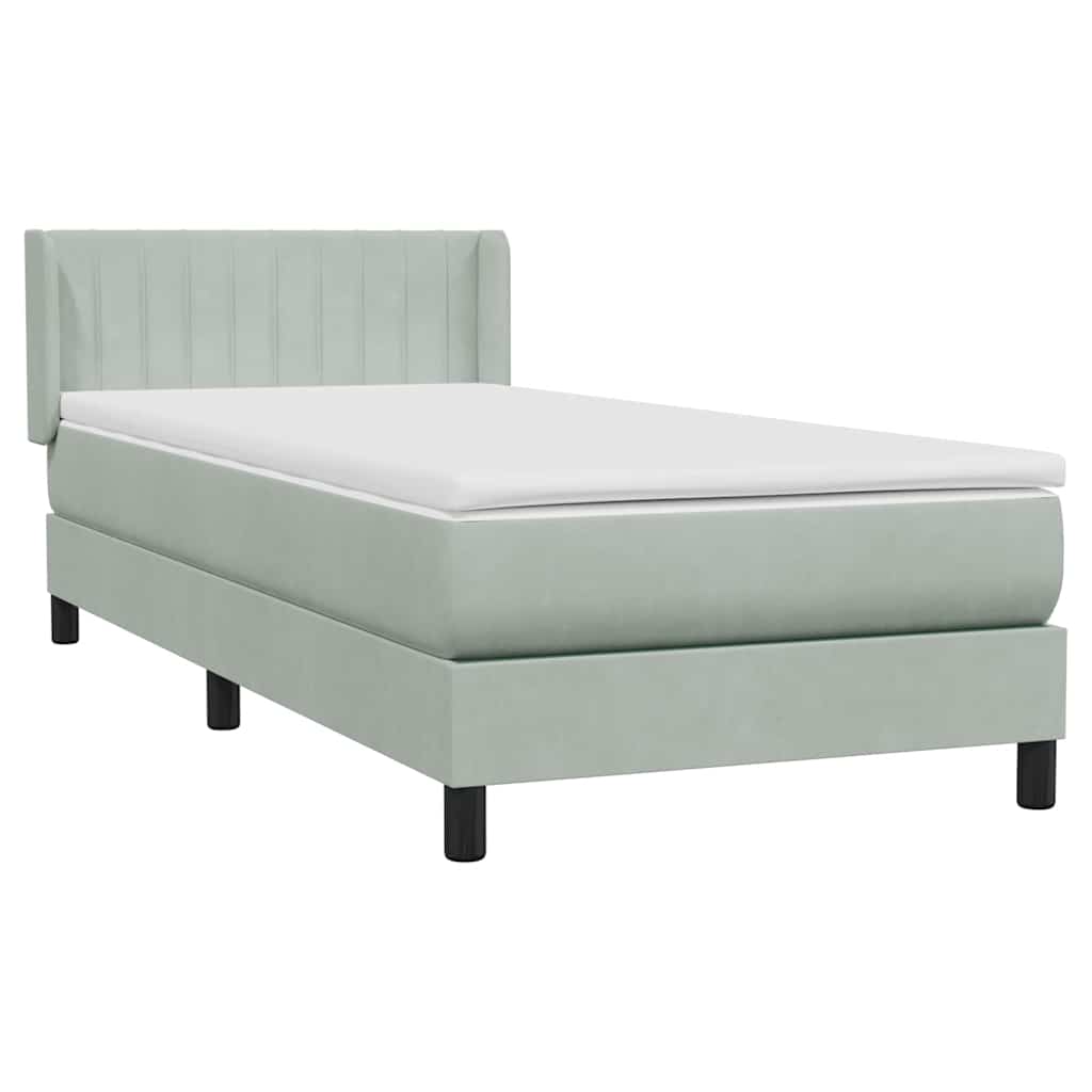 Boxspring met matras fluweel lichtgrijs 90x220 cm is nu te koop bij PeponiXL, paradijselijk wonen!