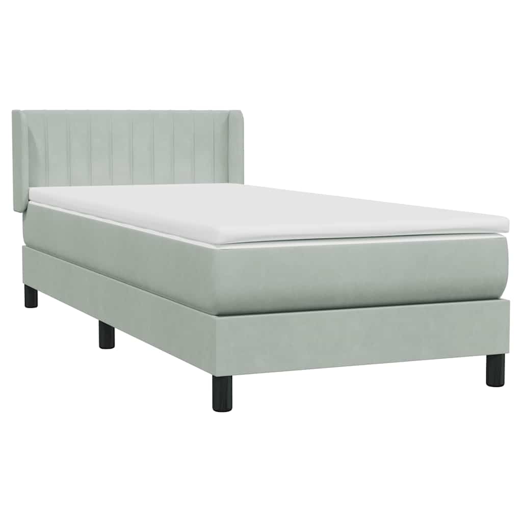 Boxspring met matras fluweel lichtgrijs 100x220 cm