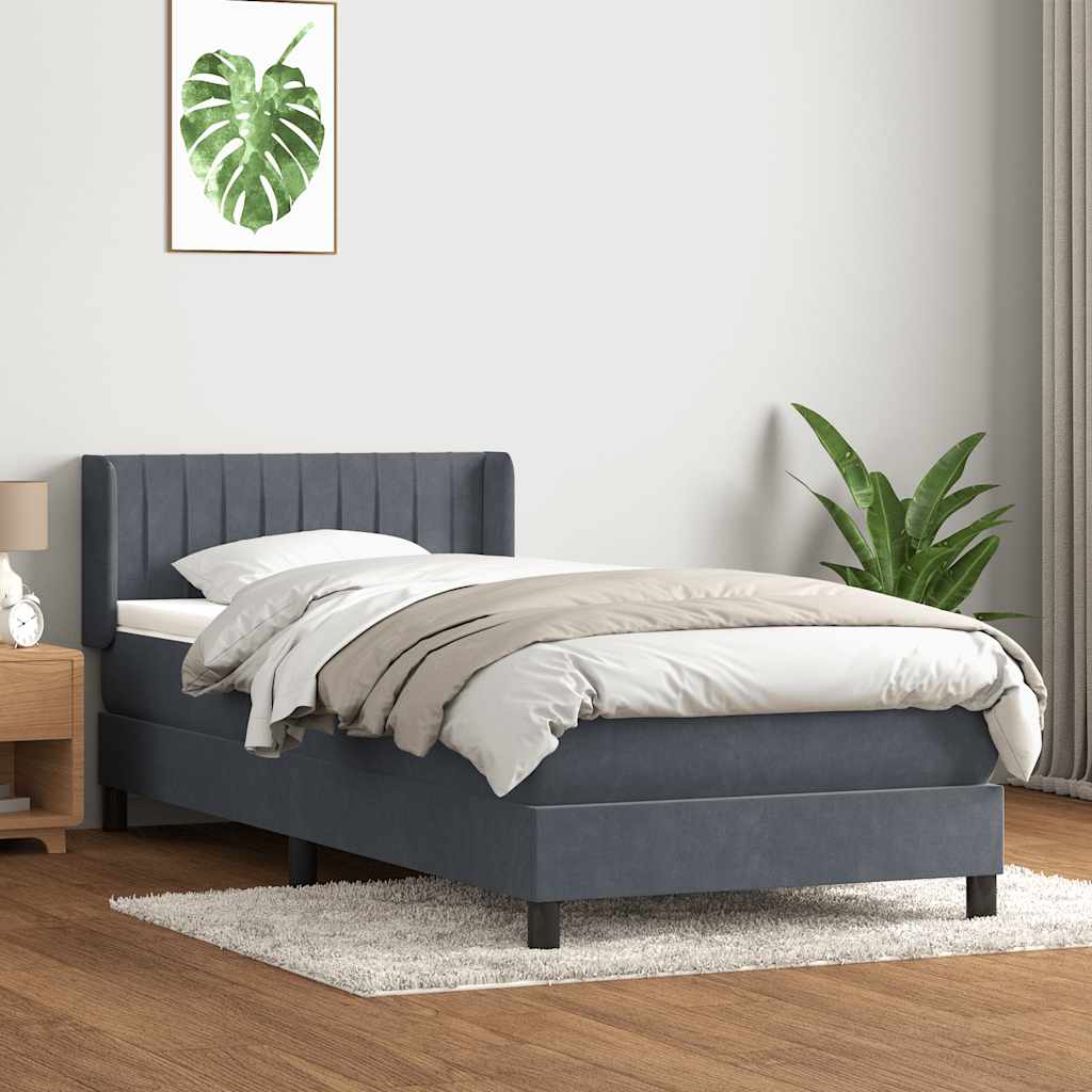 Boxspring met matras fluweel donkergrijs 100x220 cm