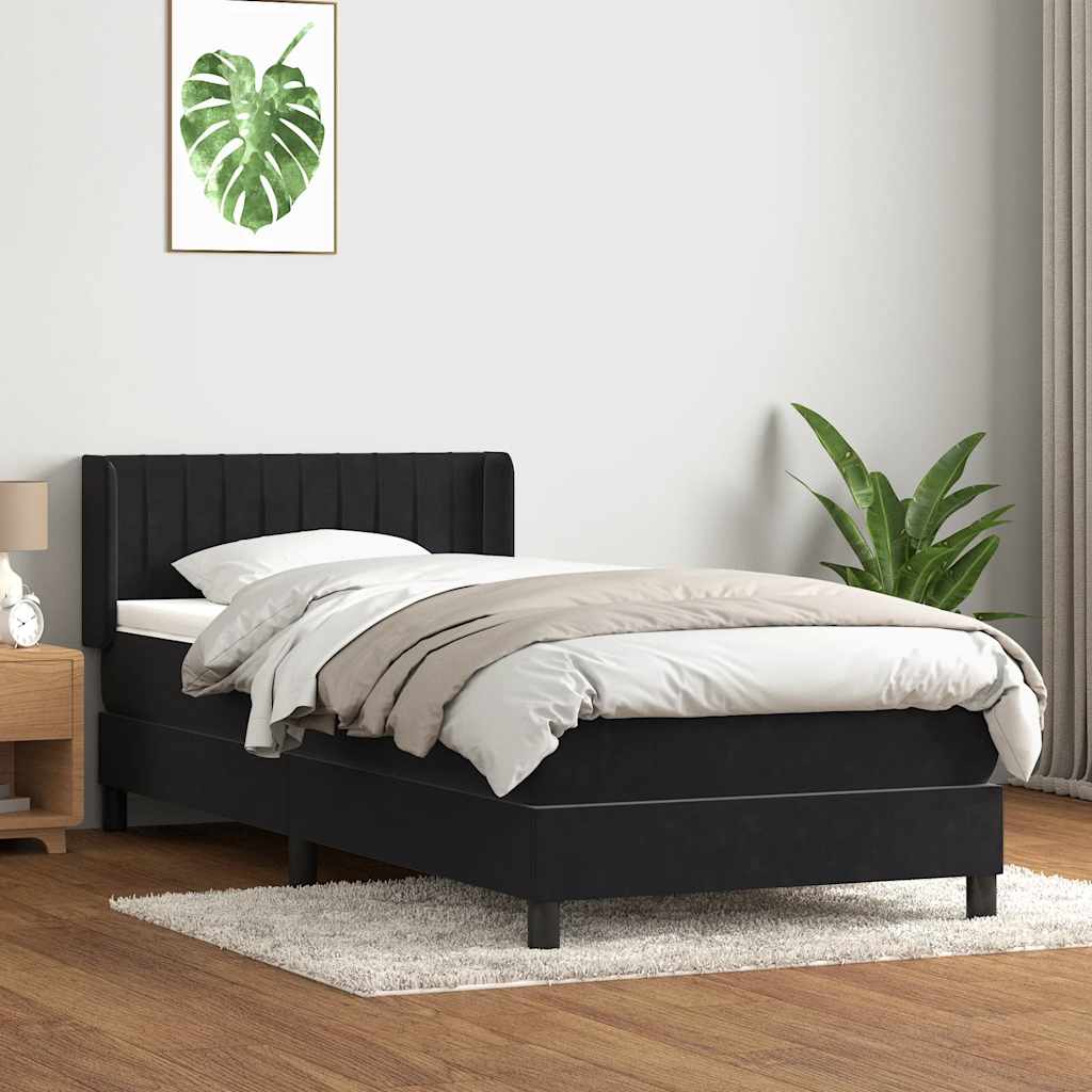 Boxspring met matras fluweel zwart 100x220 cm