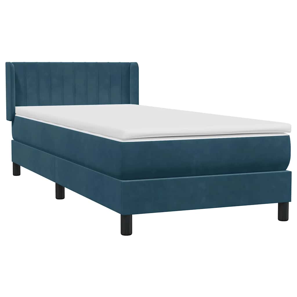 Boxspring met matras fluweel donkerblauw 100x220 cm