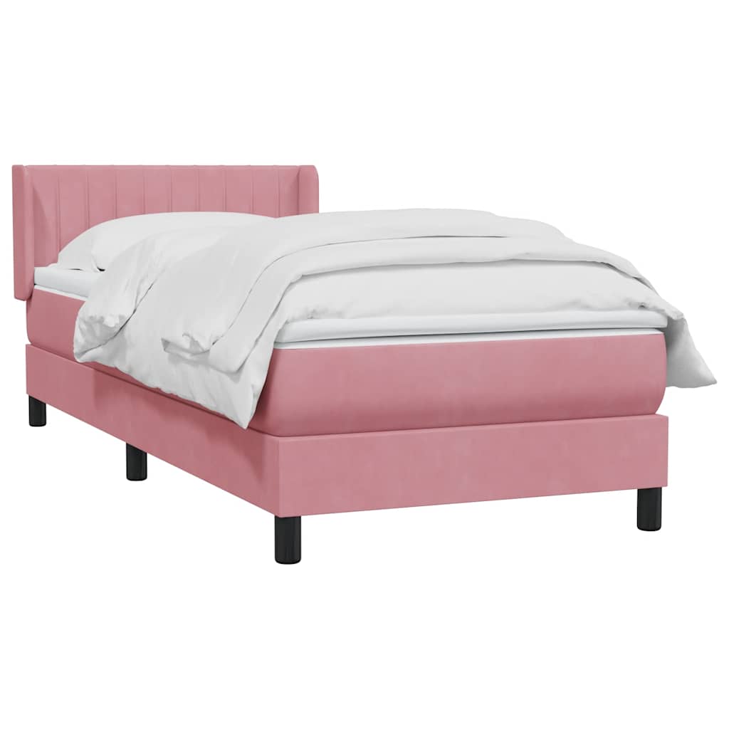 Boxspring met matras fluweel roze 100x220 cm