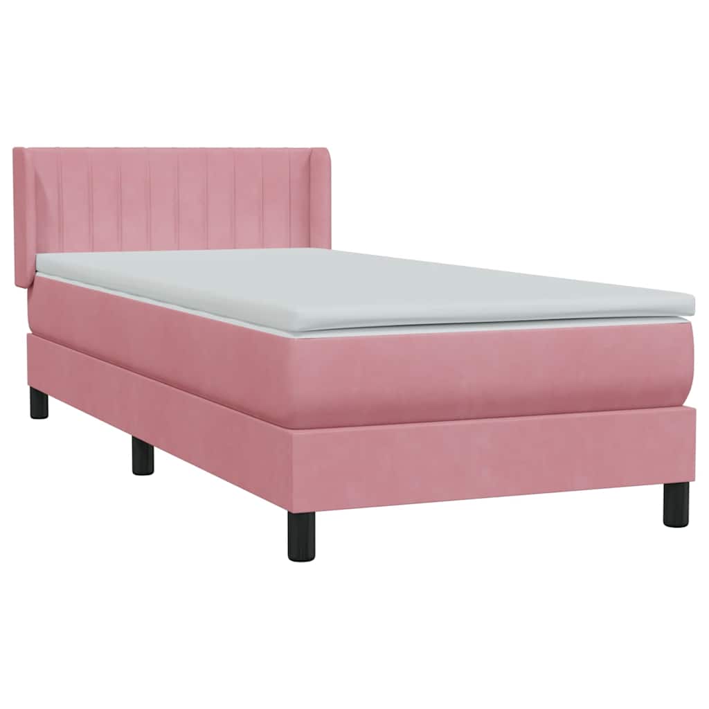 Boxspring met matras fluweel roze 100x220 cm