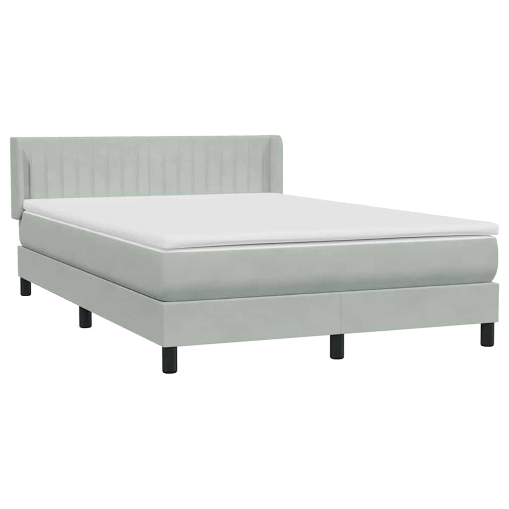 Boxspring met matras fluweel lichtgrijs 140x220 cm