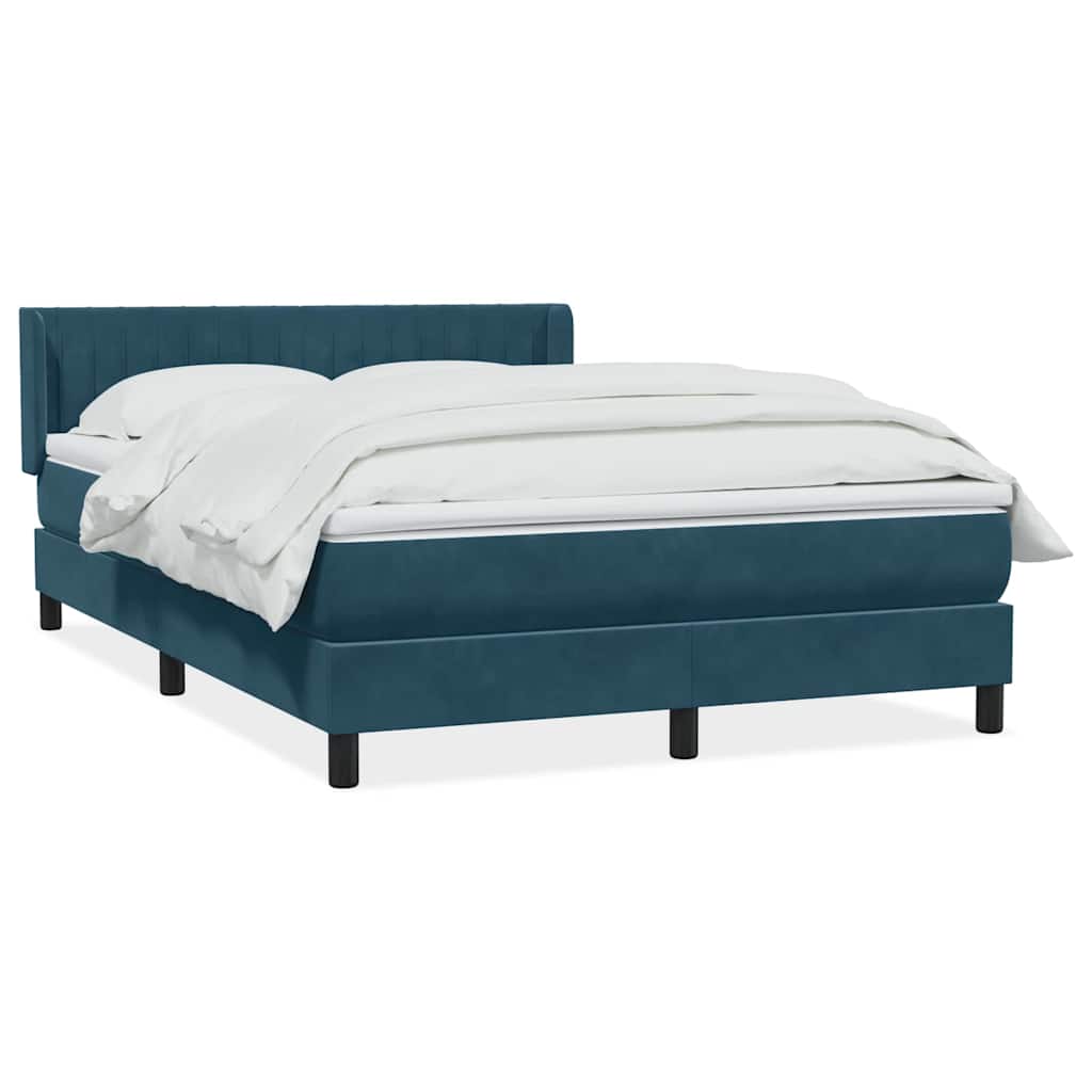 Boxspring met matras fluweel donkerblauw 140x220 cm