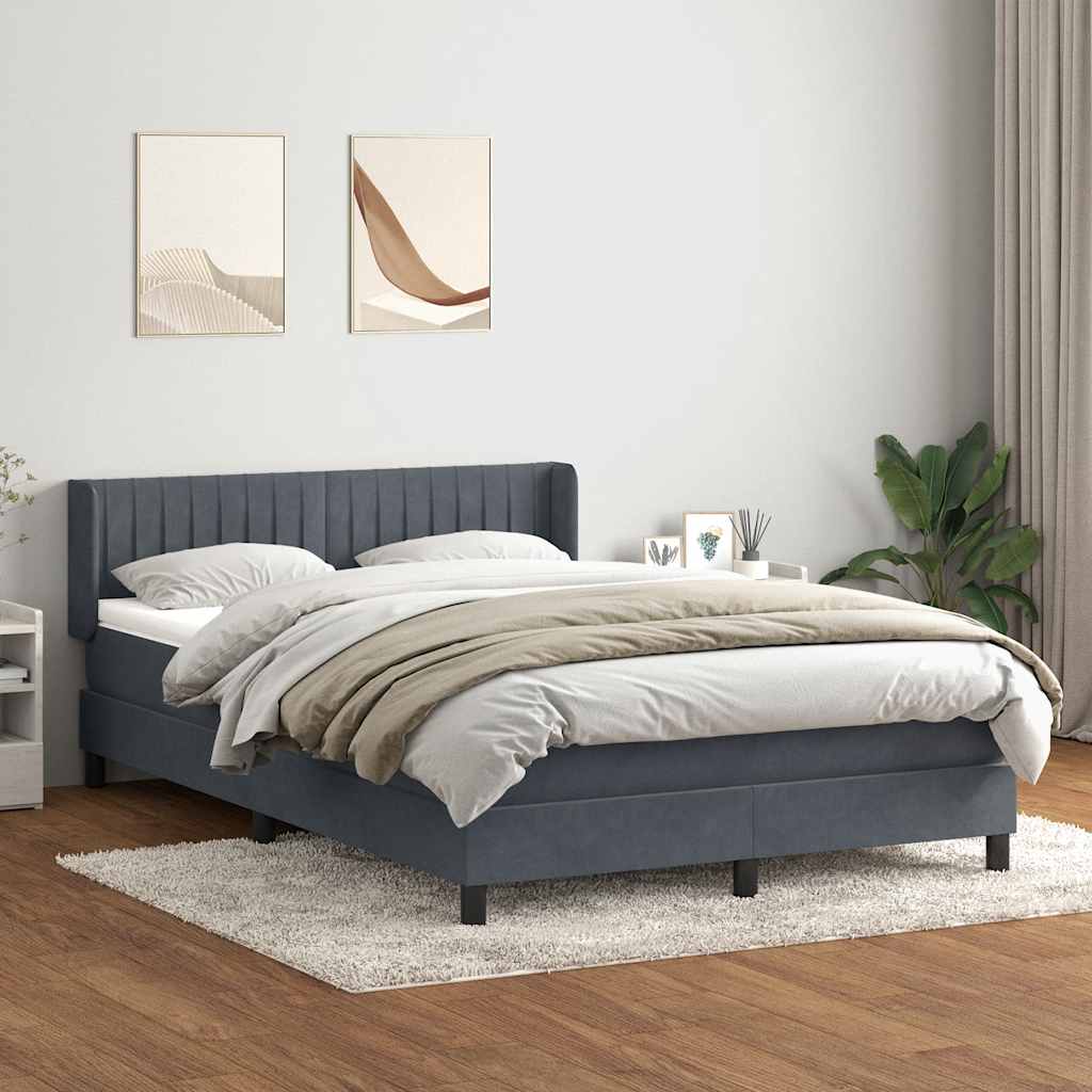 Boxspring met matras fluweel donkergrijs 160x220 cm