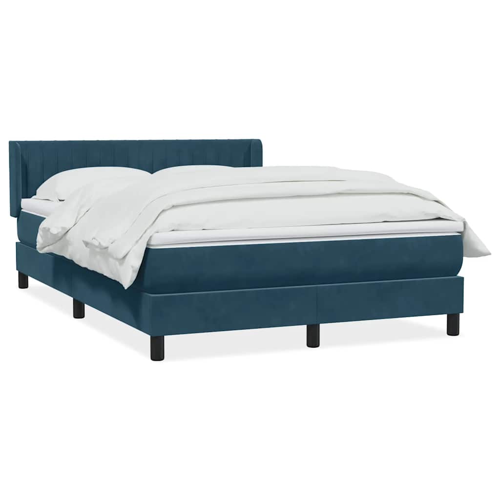 Boxspring met matras fluweel donkerblauw 160x220 cm