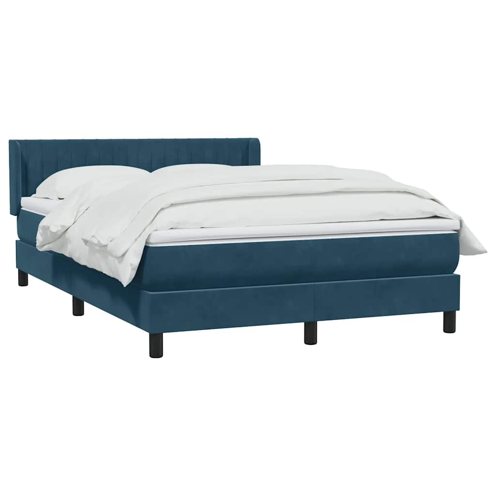 Boxspring met matras fluweel donkerblauw 160x220 cm