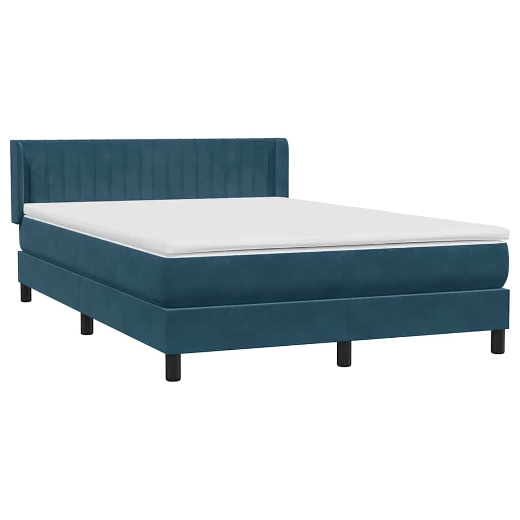 Boxspring met matras fluweel donkerblauw 160x220 cm