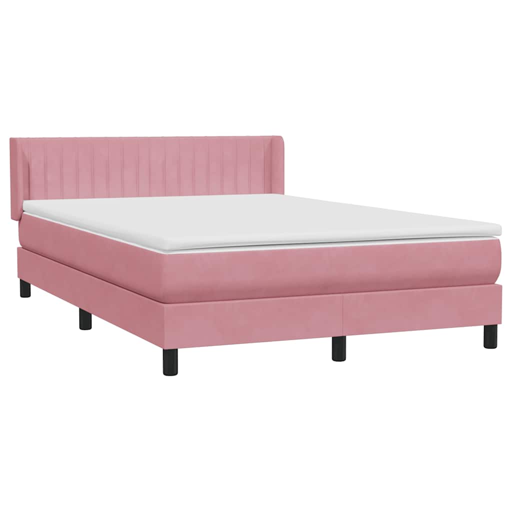 Boxspring met matras fluweel roze 160x220 cm