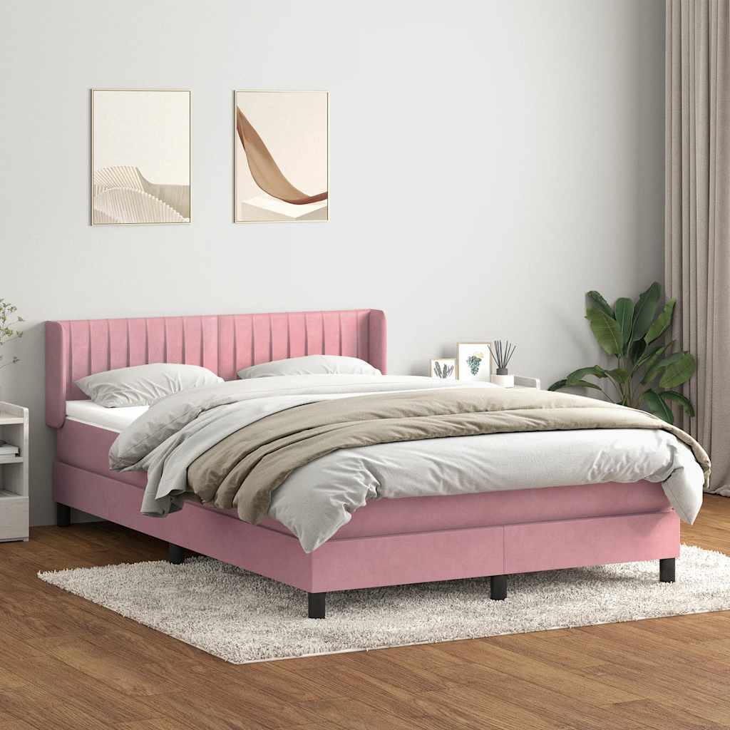 Boxspring met matras fluweel roze 160x220 cm