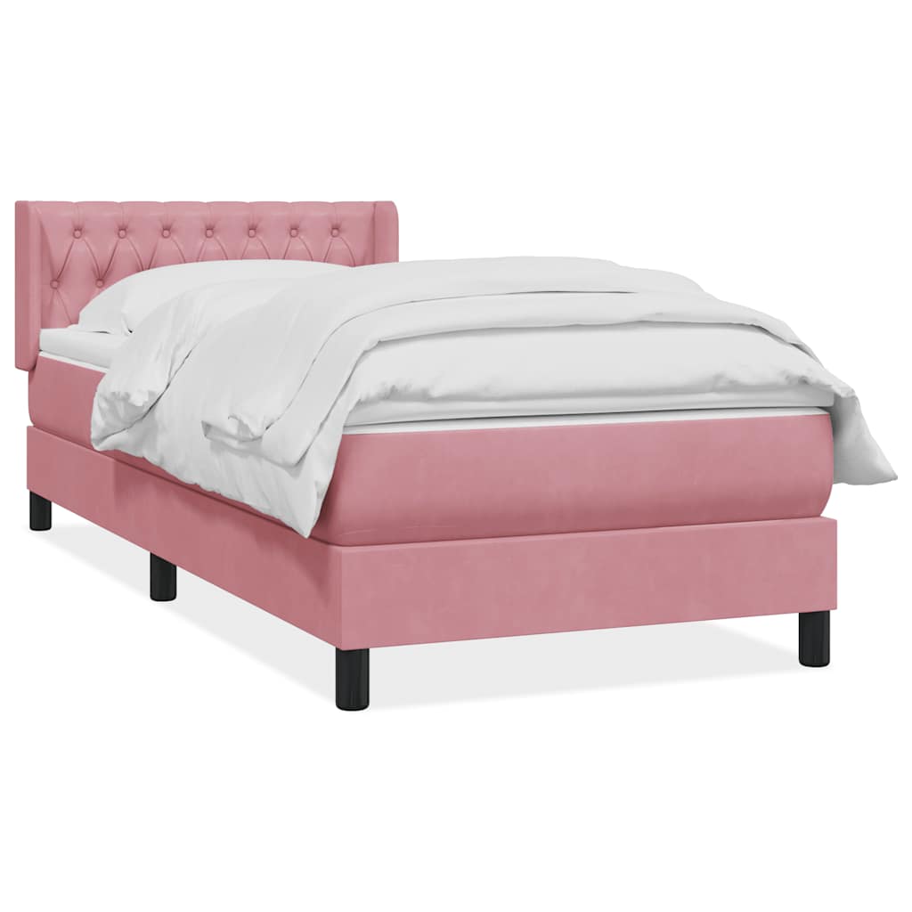 Boxspring met matras fluweel roze 90x210 cm is nu te koop bij PeponiXL, paradijselijk wonen!