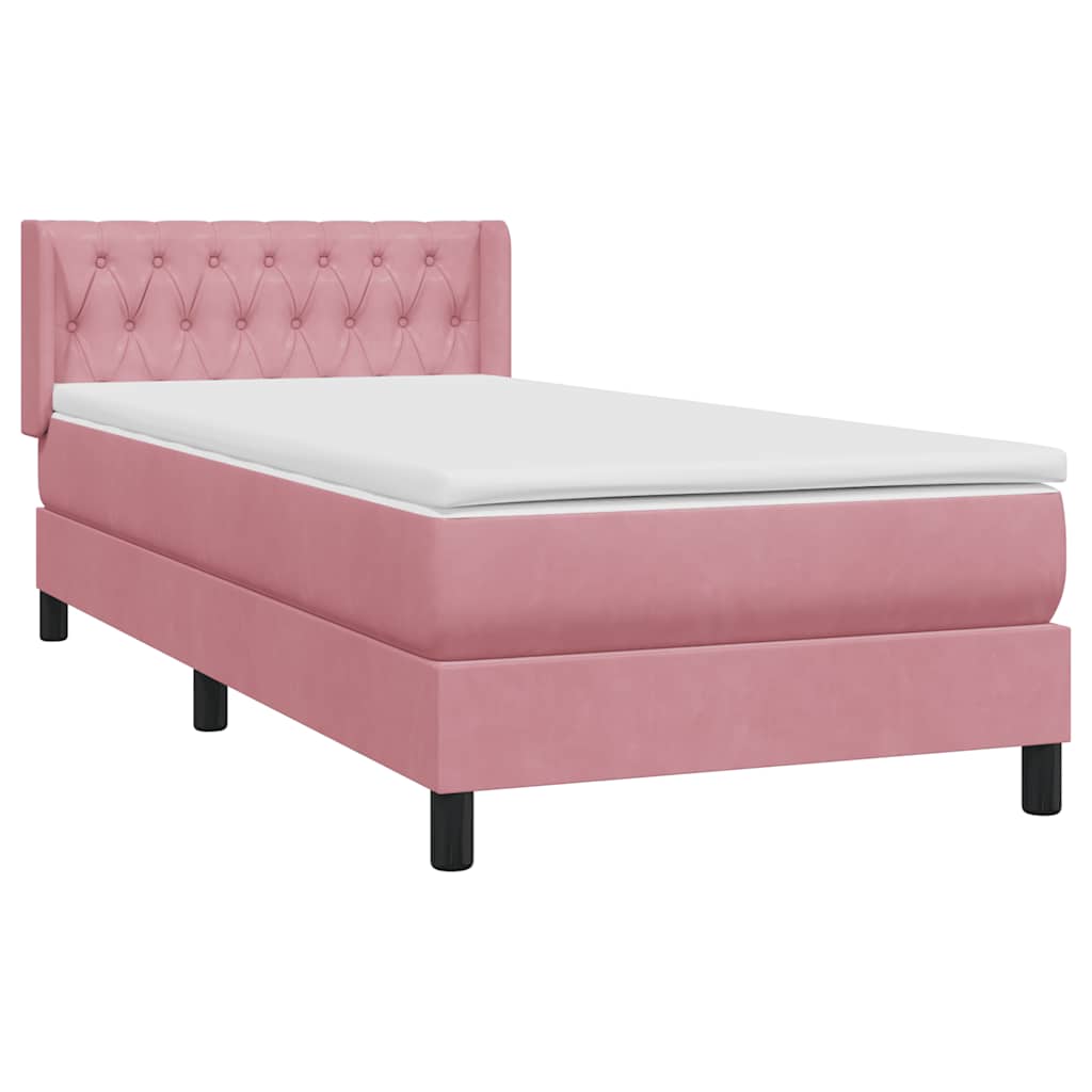 Boxspring met matras fluweel roze 90x210 cm is nu te koop bij PeponiXL, paradijselijk wonen!