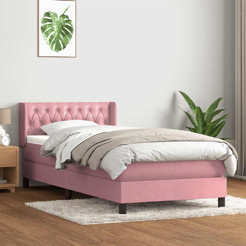 Boxspring met matras fluweel roze 90x210 cm is nu te koop bij PeponiXL, paradijselijk wonen!