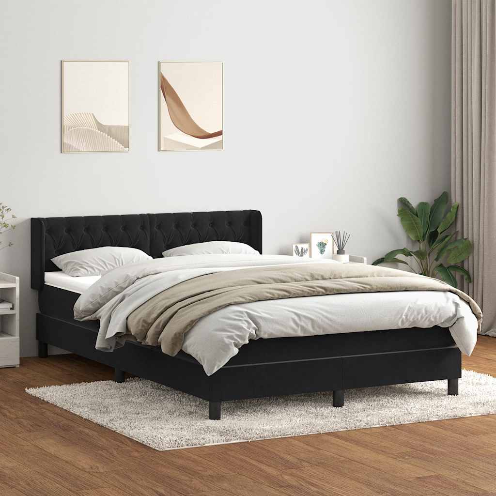 Boxspring met matras fluweel zwart 160x210 cm is nu te koop bij PeponiXL, paradijselijk wonen!