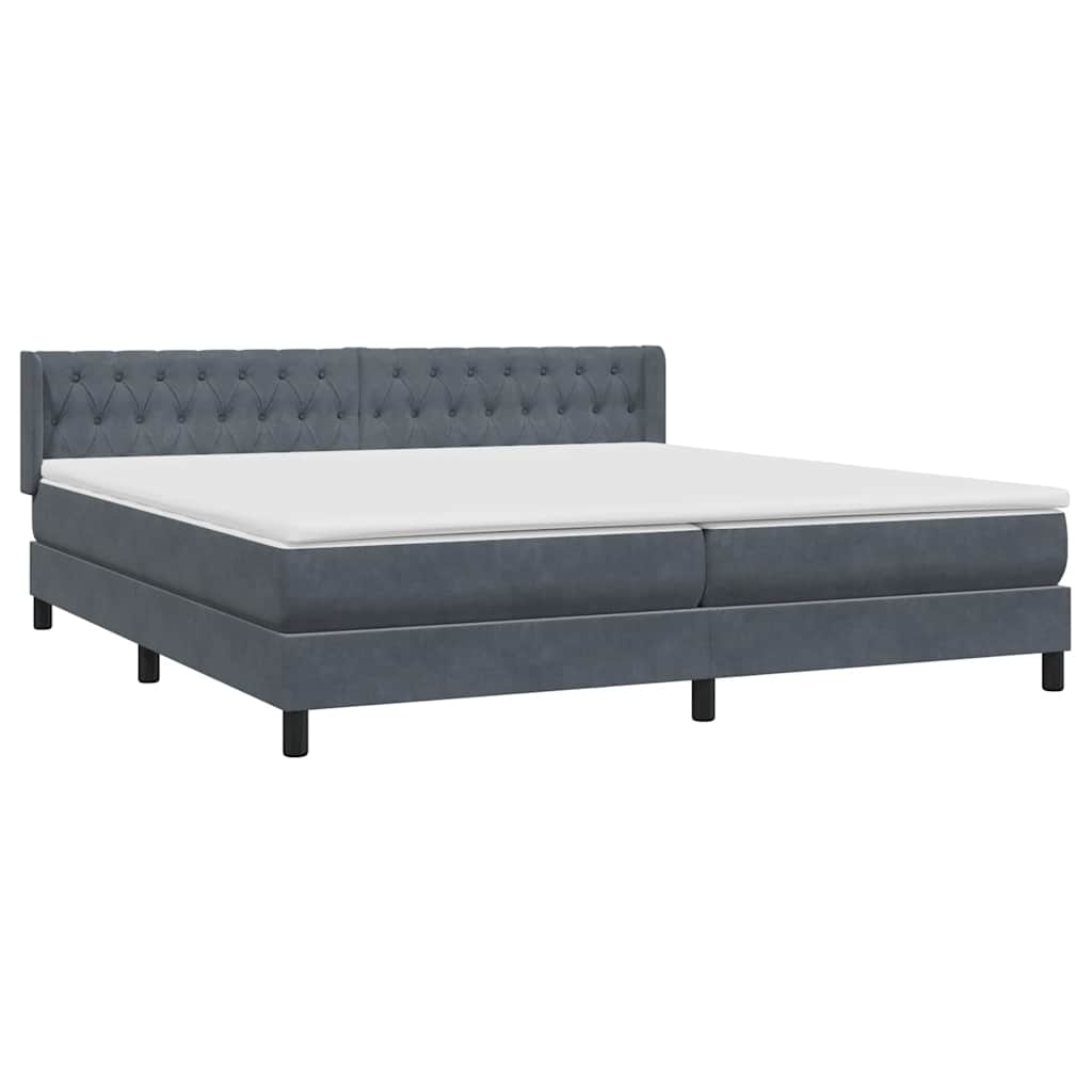 Boxspring met matras fluweel donkergrijs 200x210 cm
