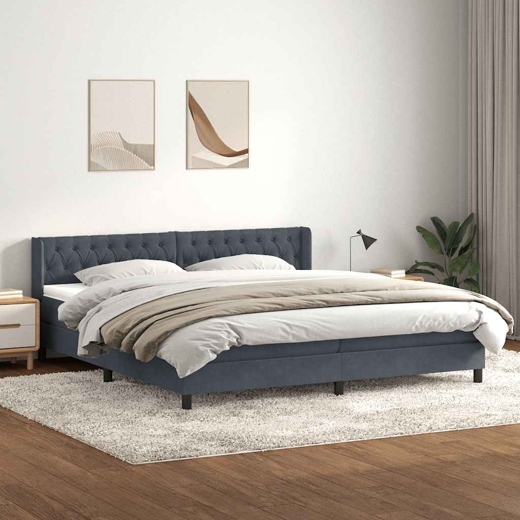 Boxspring met matras fluweel donkergrijs 200x210 cm