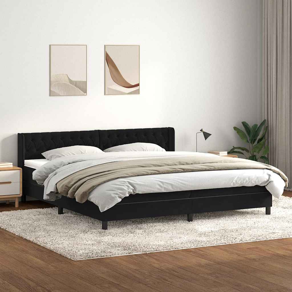 Boxspring met matras fluweel zwart 200x210 cm