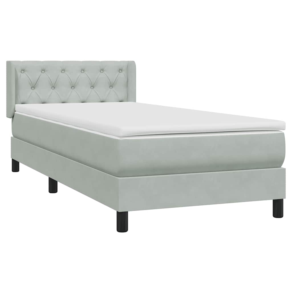 Boxspring met matras fluweel lichtgrijs 80x220 cm