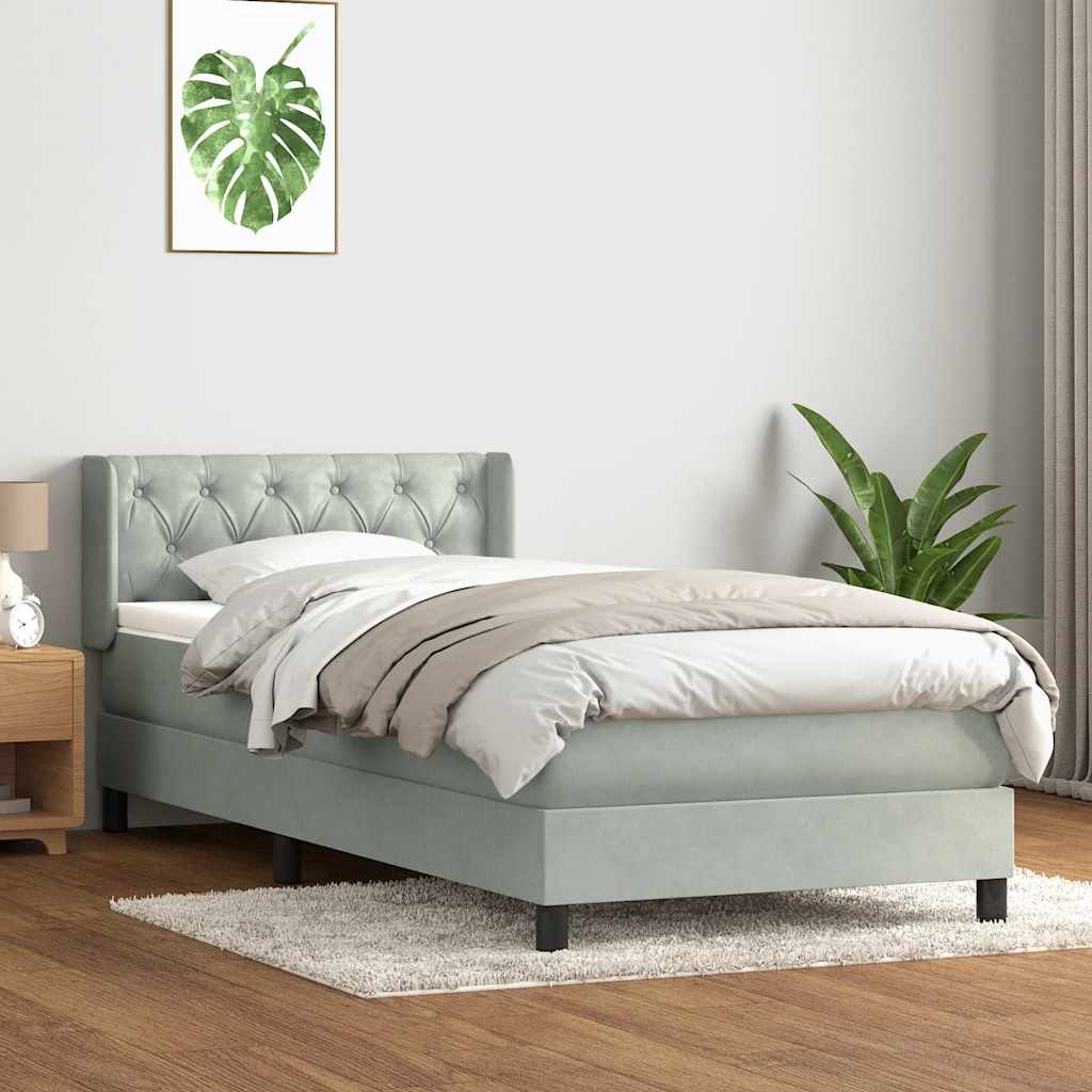 Boxspring met matras fluweel lichtgrijs 80x220 cm