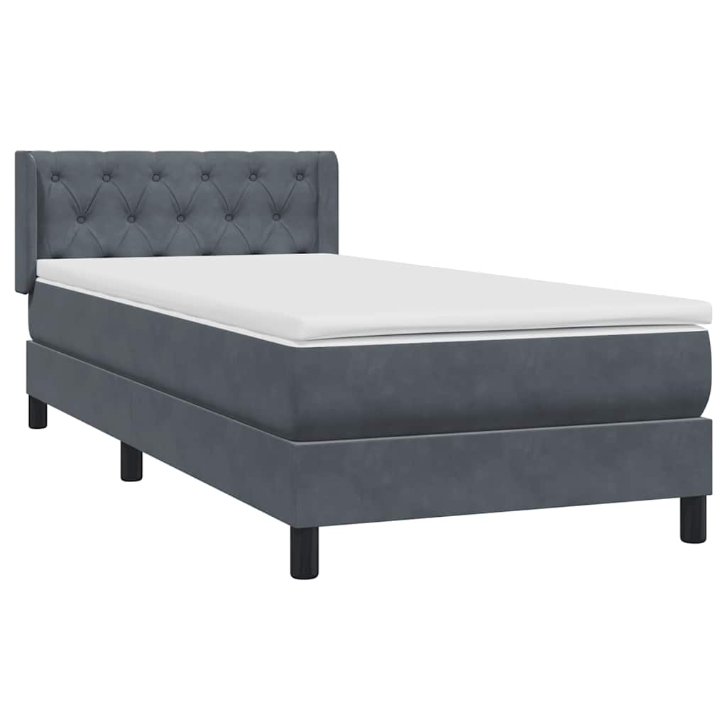 Boxspring met matras fluweel donkergrijs 80x220 cm is nu te koop bij PeponiXL, paradijselijk wonen!