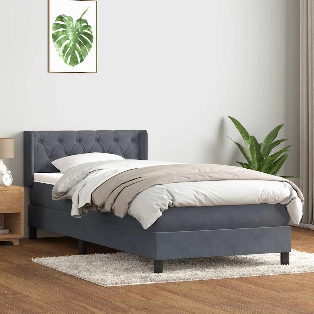 Boxspring met matras fluweel donkergrijs 80x220 cm is nu te koop bij PeponiXL, paradijselijk wonen!